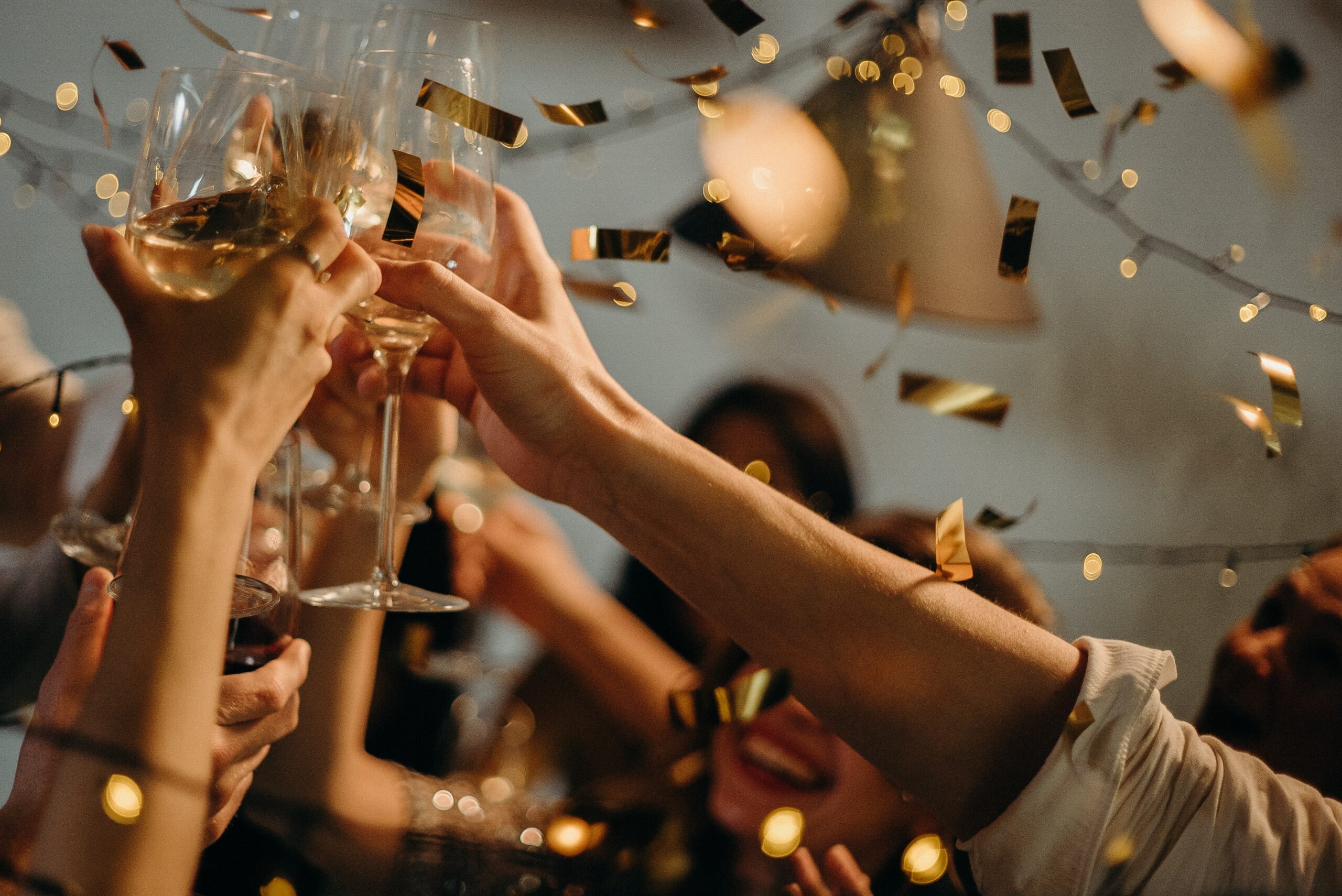 people toasting at a wedding party